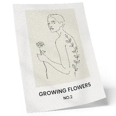 Art print line drawing of a person with a flower