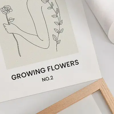 Art print line drawing of a person with a flower