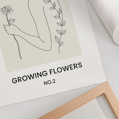 Art print Line drawing with person and flower simplicity elegance
