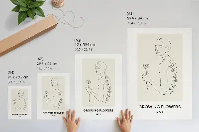 Art print line drawing of a person with a flower
