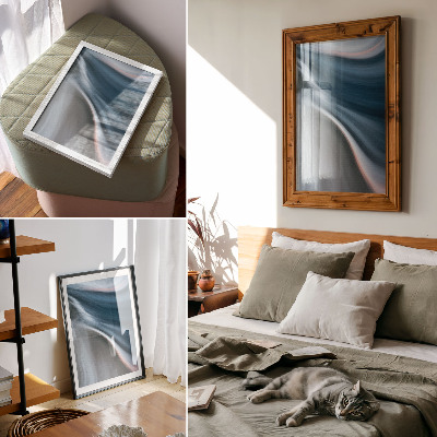 Premium wall art Dynamic wavy lines in cool shades of blue