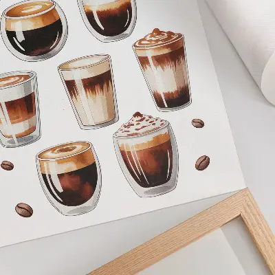 Premium wall art elegant cups of espresso and milk coffee