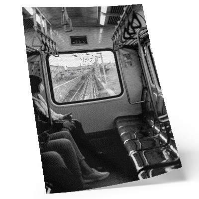 Decorative poster Black and white photograph of a train carriage