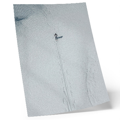 Art print A lonely skier in a snowy desert