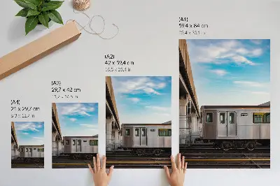 Premium wall art modern bridge over a sky blue landscape with a cat