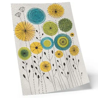 Decorative poster with a modern colorful circles and thin lines design