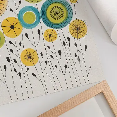 Decorative poster with a modern colorful circles and thin lines design