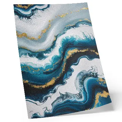 Decorative poster turquoise waves design with gold accents and a modern style