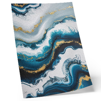 Decorative poster Turquoise waves with gold accents and modernity