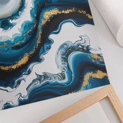 Decorative poster Turquoise waves with gold accents and modernity