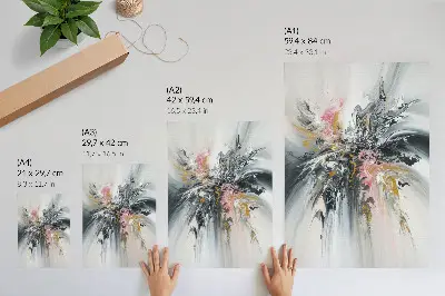 Poster gray pink and beige fluid abstract forms