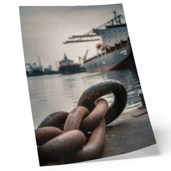 Premium wall art featuring a charming port scene with ships and an industrial atmosphere