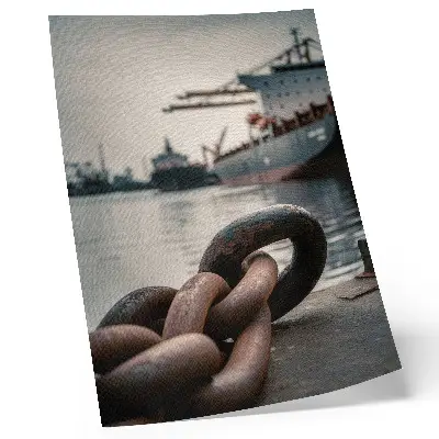 Premium wall art featuring a charming port scene with ships and an industrial atmosphere