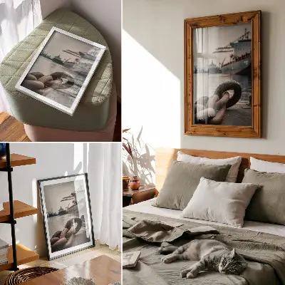 Premium wall art featuring a charming port scene with ships and an industrial atmosphere