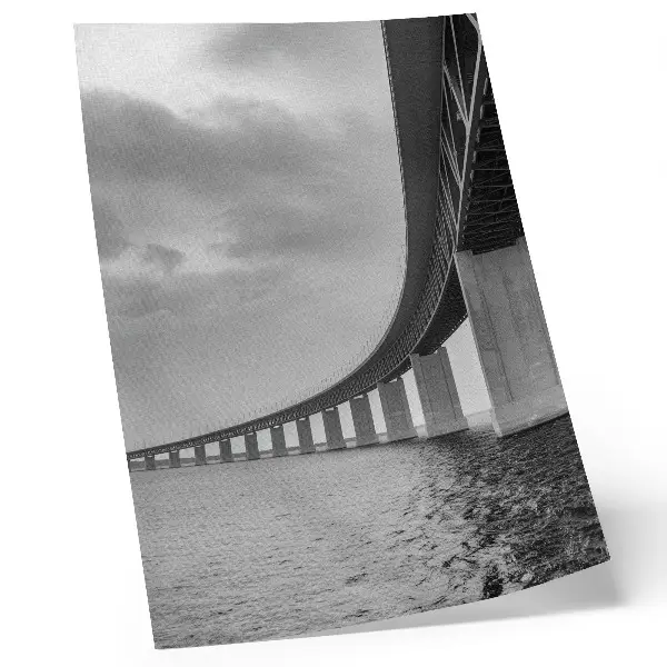 Decorative poster a monumental bridge in gray shades