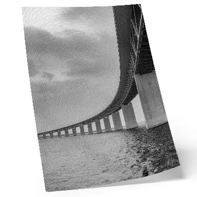 Decorative poster a monumental bridge in gray shades