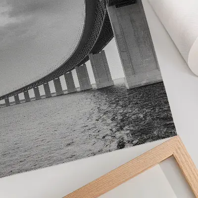Decorative poster a monumental bridge in gray shades