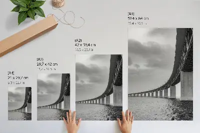 Decorative poster a monumental bridge in gray shades