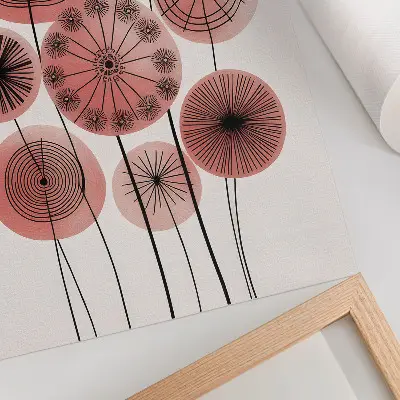 Poster geometric circles in pink and black minimalist style