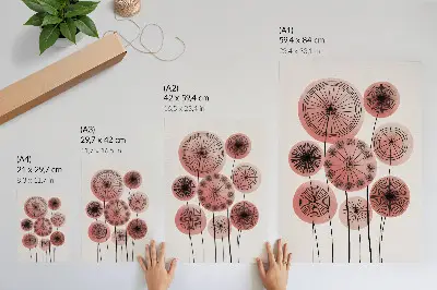 Poster geometric circles in pink and black minimalist style