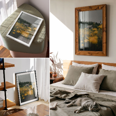 Premium wall art Rustic cottage forest yellow flowers blur