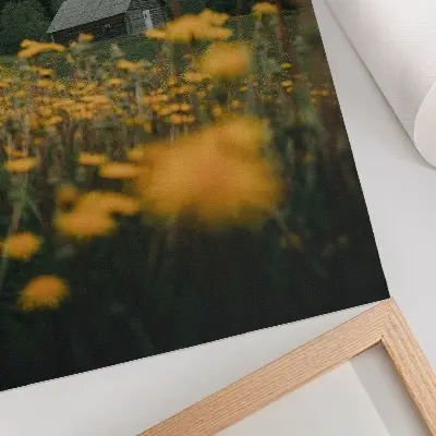 Premium wall art rustic cottage forest with yellow flower blur