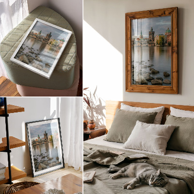 Decorative poster A picturesque panorama of the city with a bridge over the river