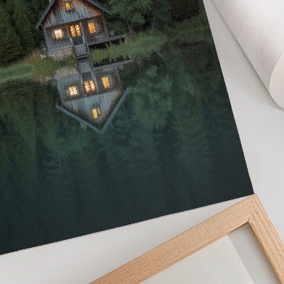 Poster Mountain hut reflection nature view