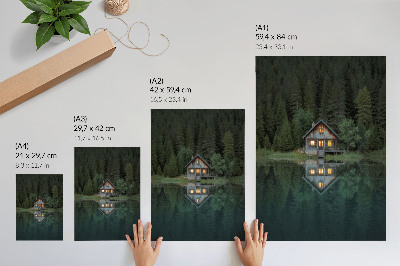 Poster Mountain hut reflection nature view