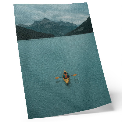 Premium wall art Turquoise lake kayaker mountains peaceful harmony
