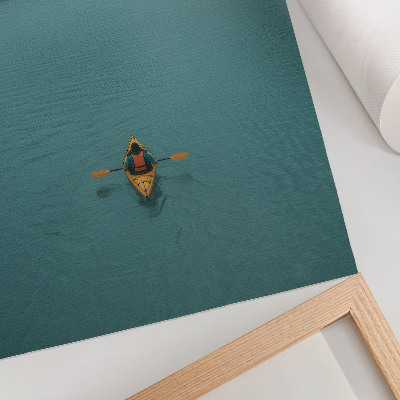 Premium wall art Turquoise lake kayaker mountains peaceful harmony