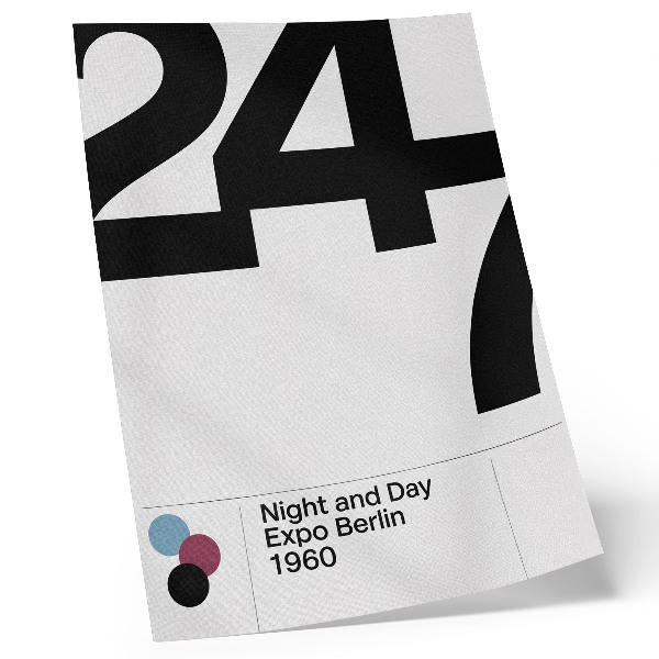 Decorative poster Minimalist design with large black and white numbers