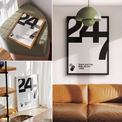 Decorative poster Minimalist design with large black and white numbers
