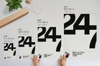 Decorative poster Minimalist design with large black and white numbers