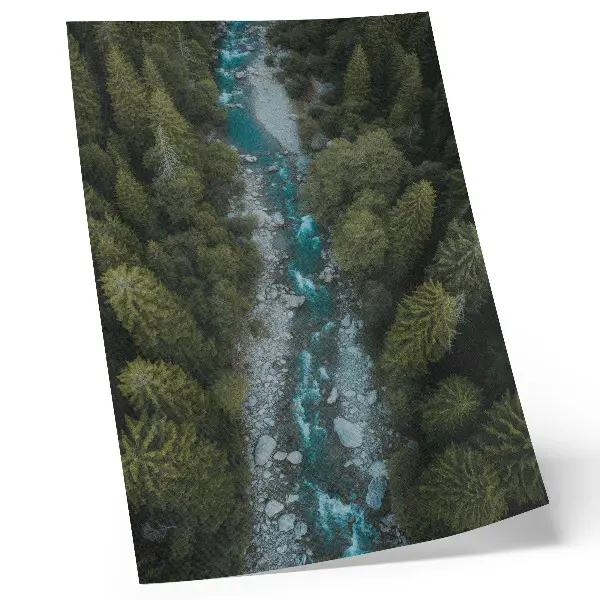 Premium wall art green forest river with natural harmony theme