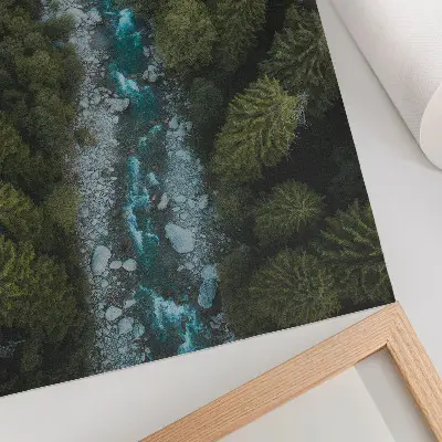 Premium wall art green forest river with natural harmony theme