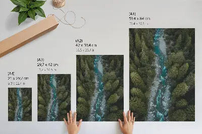 Premium wall art green forest river with natural harmony theme