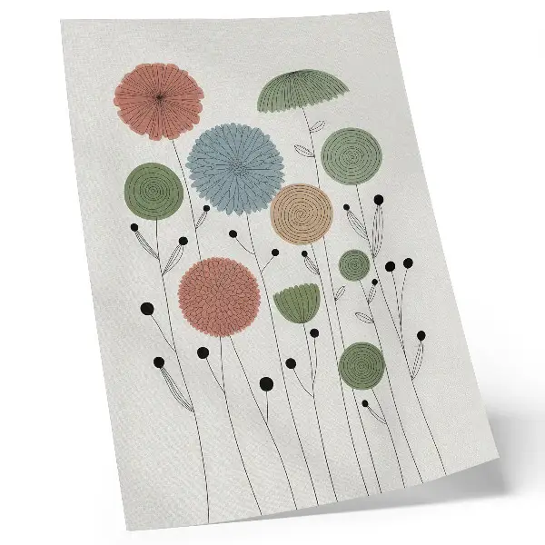 Poster geometric flowers in pastel shades with a modern design