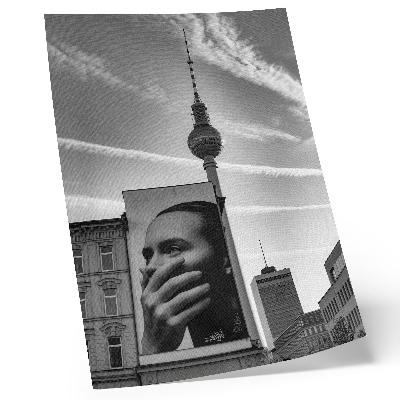 Art print A city with a mural and a TV tower