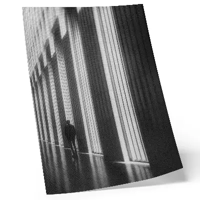 Decorative poster with black and white geometric patterns and light space theme