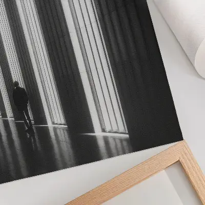 Decorative poster with black and white geometric patterns and light space theme