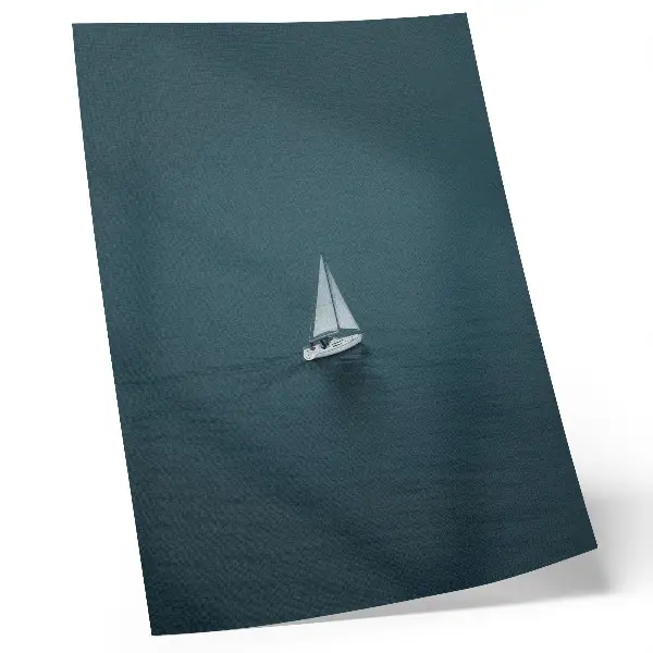 Art print a yacht on a calm sea minimalist composition