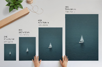 Art print A yacht on a calm sea, a minimalist composition