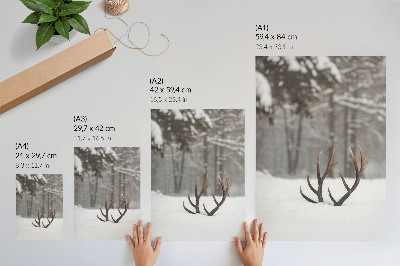Premium wall art Winter landscape with antlers in the snow