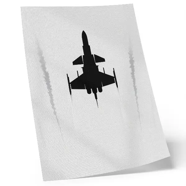 Decorative poster minimalist black plane on white background