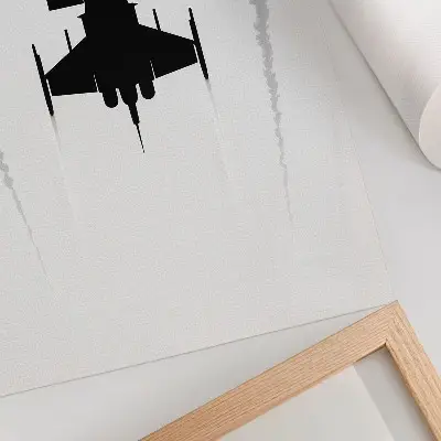 Decorative poster minimalist black plane on white background