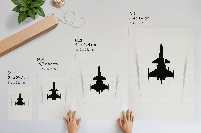 Decorative poster Black plane on white background contrast minimalism