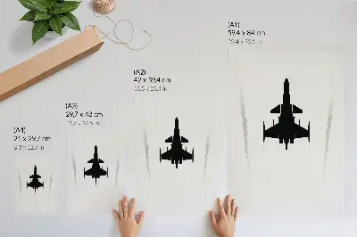 Decorative poster minimalist black plane on white background