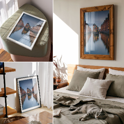 Decorative poster Symmetrical architecture and water reflections