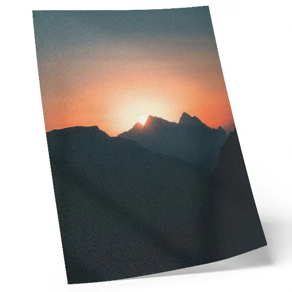 Premium wall art mountains sunset with a peaceful atmosphere